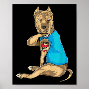 Affiche Cadeaux de fête des pères Papa Drôle Chien Pitbull