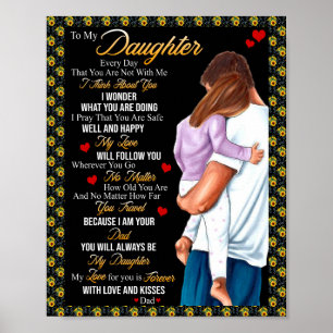 Affiche Cadeaux de fille Lettre À Ma Fille De Papa
