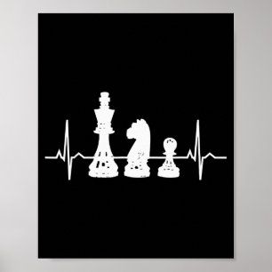Affiche Cadeaux de jeu d'échecs au rythme cardiaque - Roi