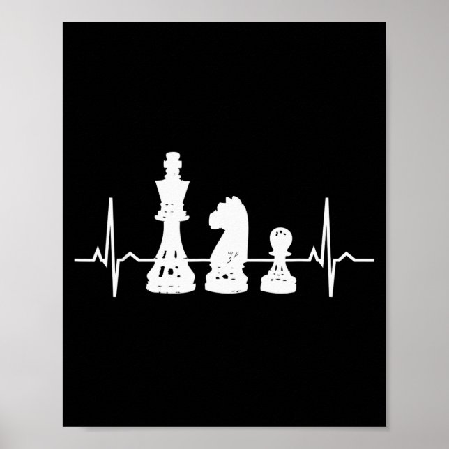 Affiche Cadeaux de jeu d'échecs au rythme cardiaque - Roi  (Devant)