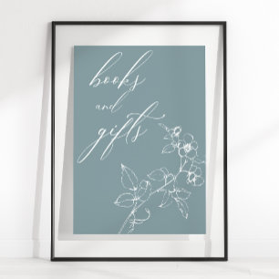 Affiche Cadeaux de Livres de Baby Shower Floral Intemporel