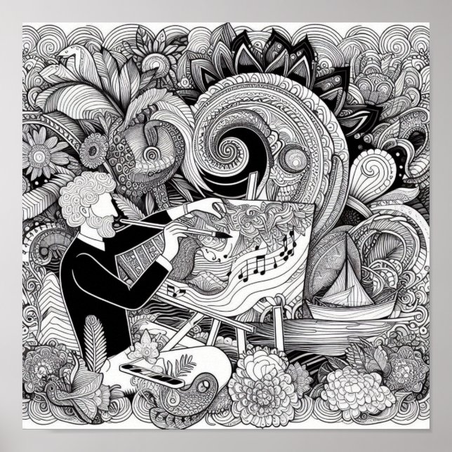 Affiche Cadeaux de livres de coloriage - Artiste peintre c (Devant)