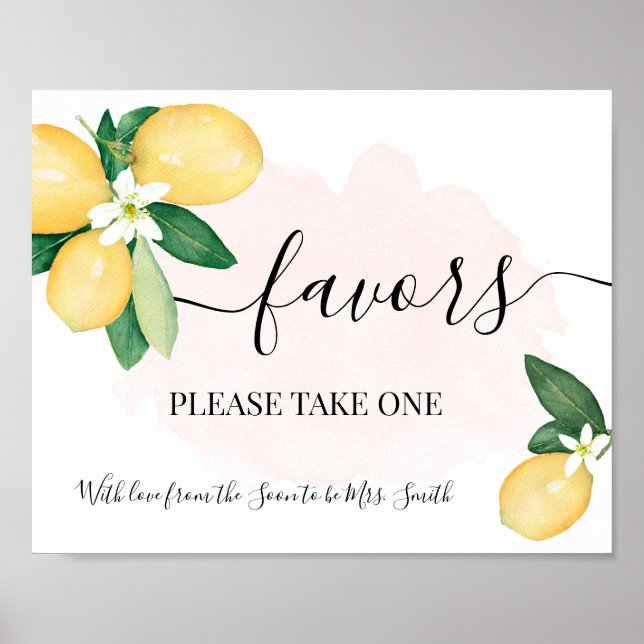 Affiche Cadeaux de mariage Lemons Pink Bridal Wedding (Devant)