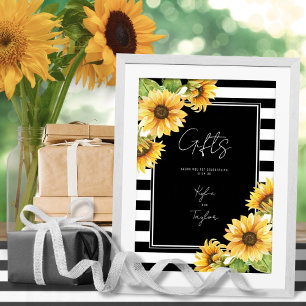 Affiche Cadeaux de mariage minimalistes Tournesol Rayure n