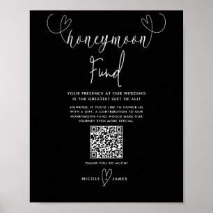 Affiche Cadeaux de mariage noir et blanc pour jeunes marié