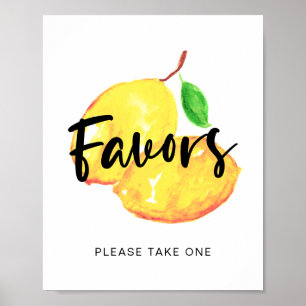 Affiche cadeaux de mariage thème aquarelle citron pancarte