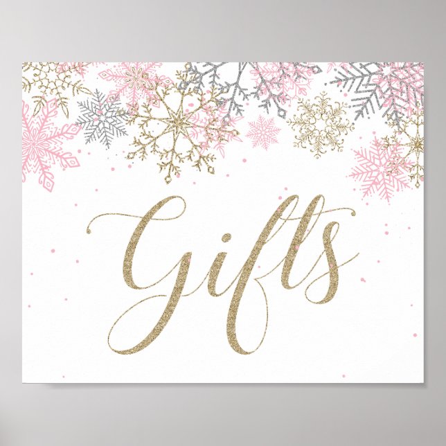 Affiche Cadeaux de Merveilleux Hiver Panneau (Devant)