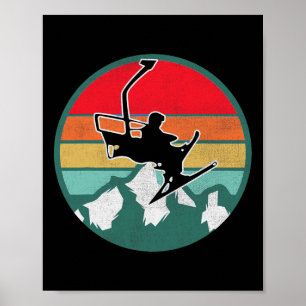 Affiche Cadeaux de neige de ski rétro vintage pour skieurs
