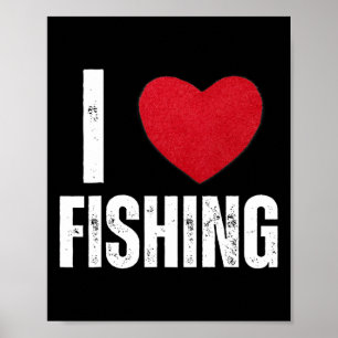 Affiche Cadeaux de pêche pour enfants Je t'aime la pêche p