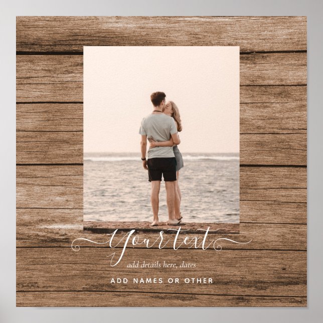 Affiche Cadeaux de photo rustique Texte personnalisé Famil (Devant)