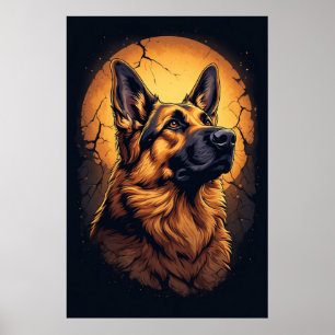 Affiche 🐾 Cadeaux de portrait de chien de berger allemand