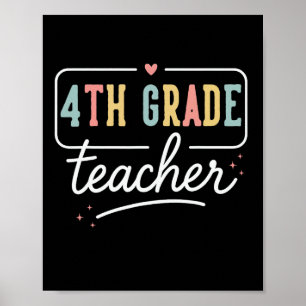 Affiche Cadeaux de professeur de cœur de quatrième année 4