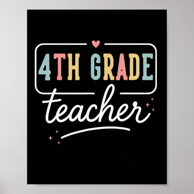 Affiche Cadeaux de professeur de cœur de quatrième année 4 (Devant)