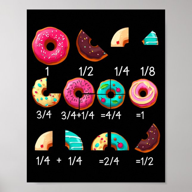 Affiche Cadeaux de professeur de mathématiques Donut Fract (Devant)