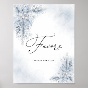 Affiche Cadeaux de Remise de Mariée Hivernale Baies Blanch