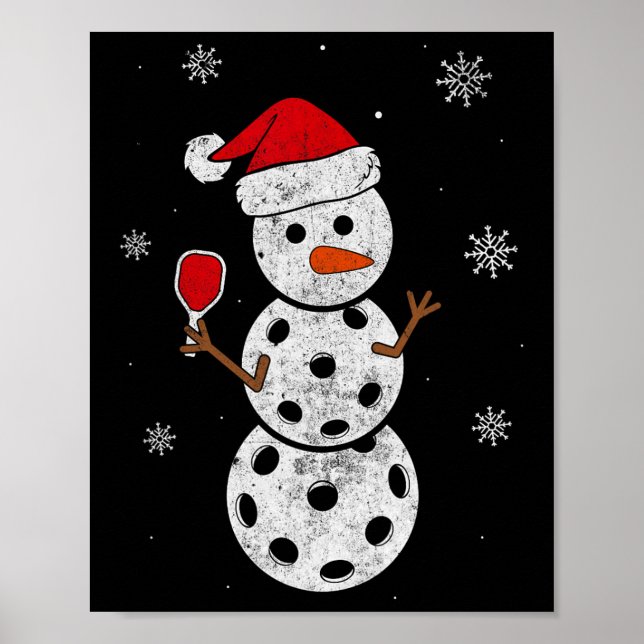Affiche Cadeaux De Snowman De Santa Hat Pour Pickleball Fu (Devant)