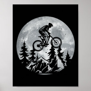 Affiche Cadeaux de vélo de montagne Mtb Moon pour hommes M