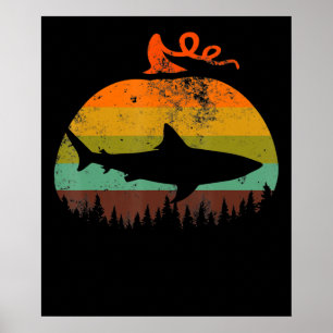 Affiche Cadeaux d'Halloween Citrouilles de requins Vintage