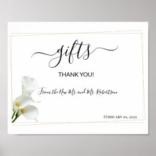 Affiche Cadeaux Douche Mariage Vert Calla Lily Signal