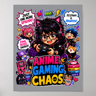 Affiche Cadeaux drôles d'anime de jeu de chaos pour hommes