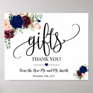 Affiche Cadeaux enseigne douche réception mariage marine b