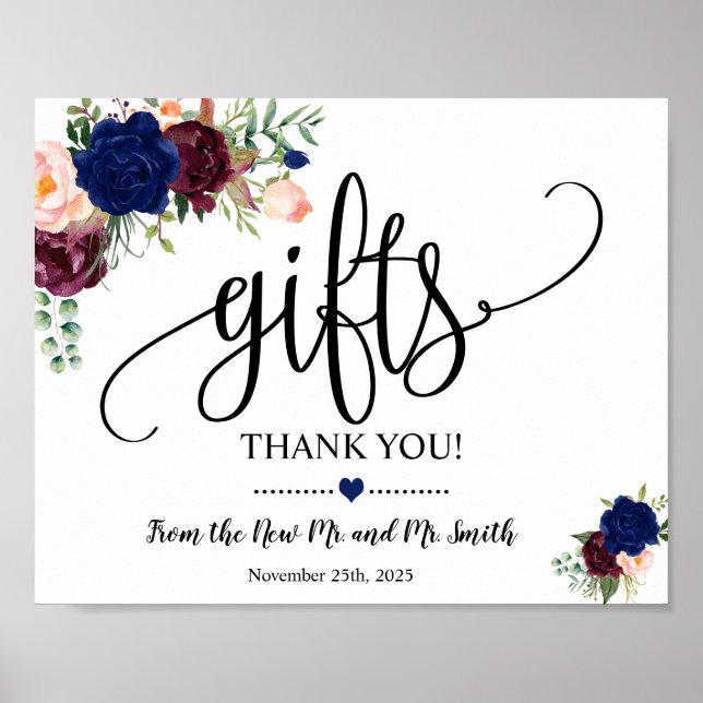 Affiche Cadeaux enseigne douche réception mariage marine b (Devant)