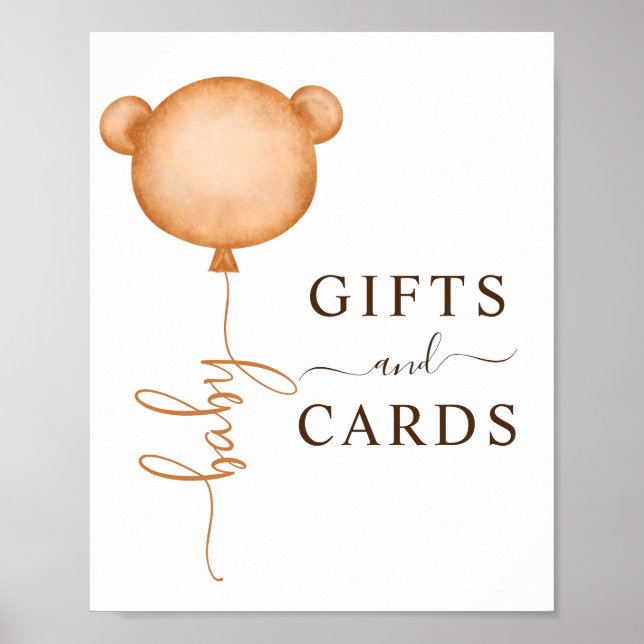 Affiche Cadeaux et carte Signal Ours Baby shower (Devant)