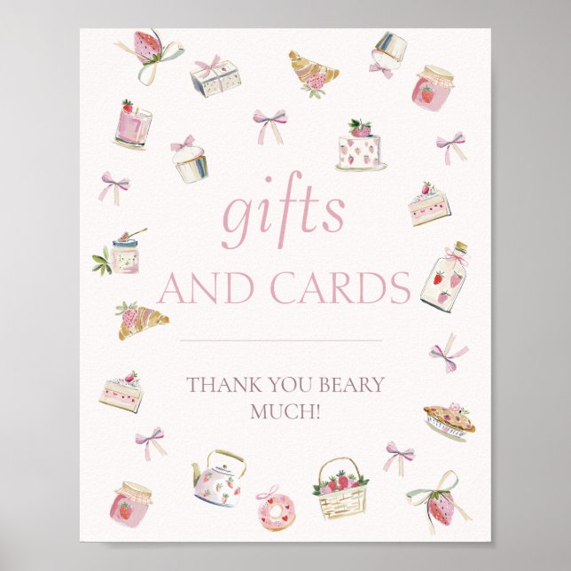 Affiche Cadeaux et Cartes de Dessert de Fraise Sucré (Devant)