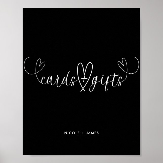 Affiche Cadeaux et Cartes de Mariage Noir & Blanc Modern H (Devant)