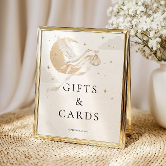 Affiche Cadeaux et Cartes de Naissance Élégants en Or Stor