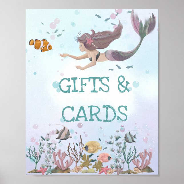 Affiche Cadeaux et Cartes de Sirène Sous L'Océan  (Devant)
