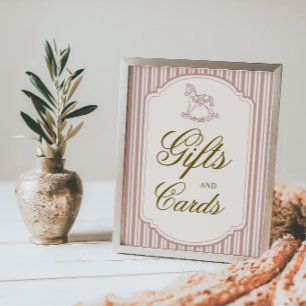 Affiche Cadeaux et Cartes Rose Élégant Vintage Baby Shower