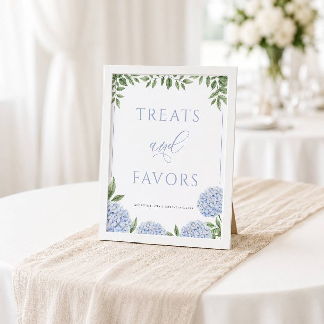 Affiche Cadeaux et friandises de mariage Hydrangea Bleue (Créateur téléchargé)