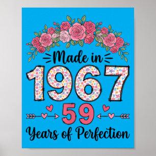 Affiche Cadeaux Floraux Faits En 1967 Pour Femmes 59 Ans