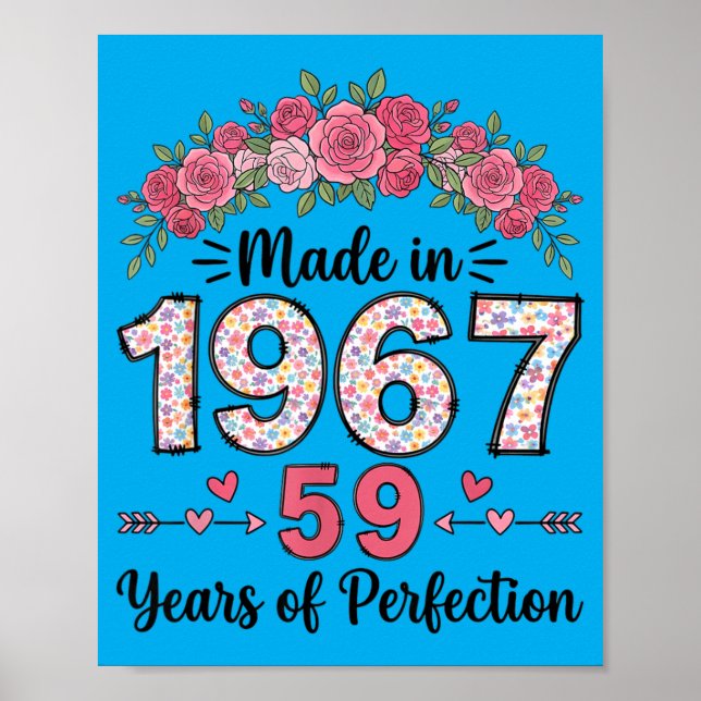 Affiche Cadeaux Floraux Faits En 1967 Pour Femmes 59 Ans (Devant)
