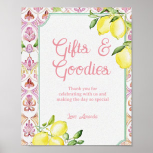 Affiche Cadeaux & Friandises Signe Rose Jaune Lemon Douche