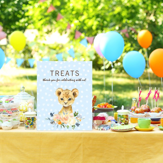 Affiche Cadeaux Lionceau Fleur Bleu Baby Shower (Créateur téléchargé)