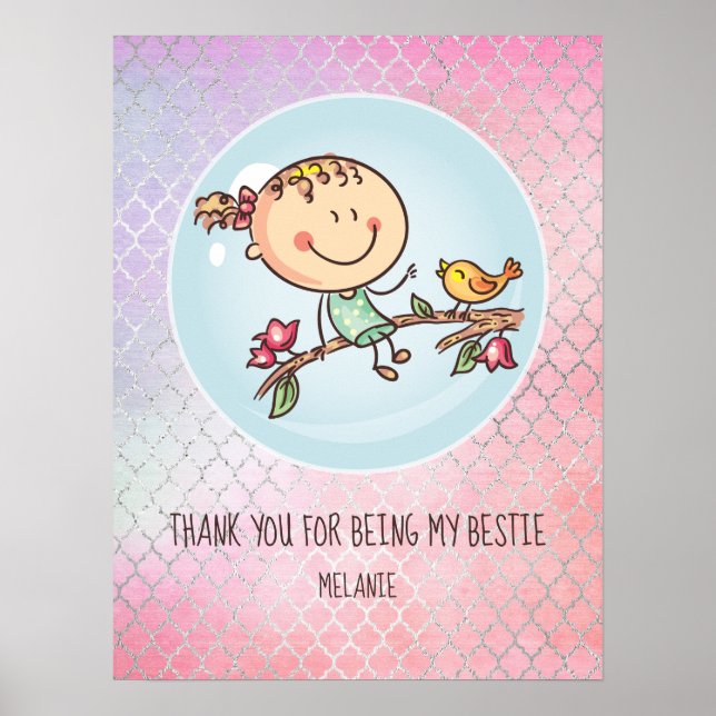 Affiche Cadeaux mignons BFF Besties Kawaii pour filles et  (Devant)