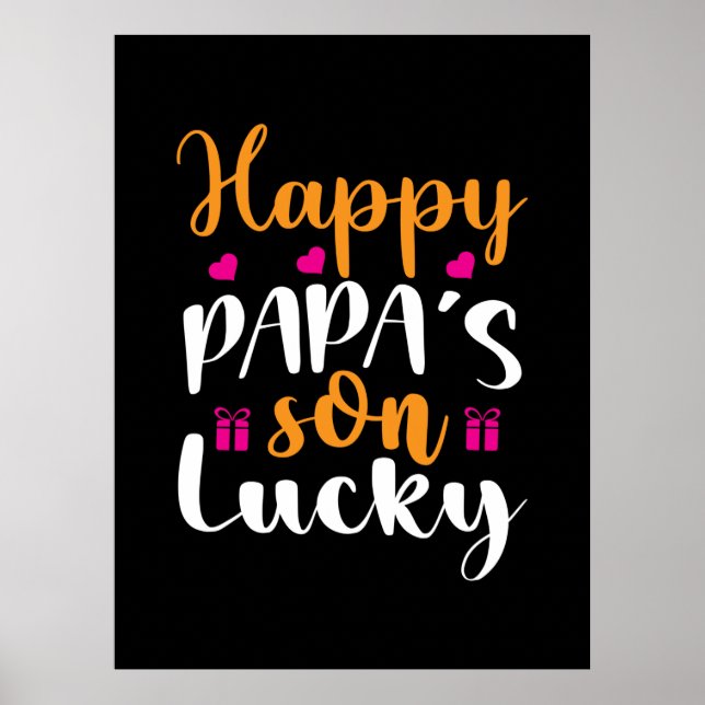 Affiche Cadeaux Papa | Fils heureux de Papa Lucky (Devant)