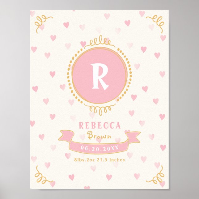 Affiche Cadeaux personnalisés de bébé fille nouveau-née mo (Devant)