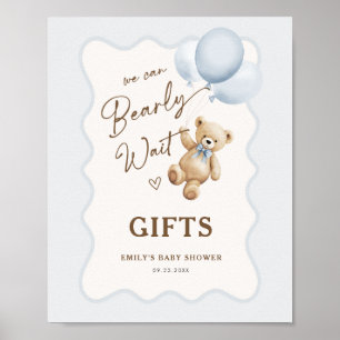 Affiche Cadeaux pour Baby Shower Garçon Ourson