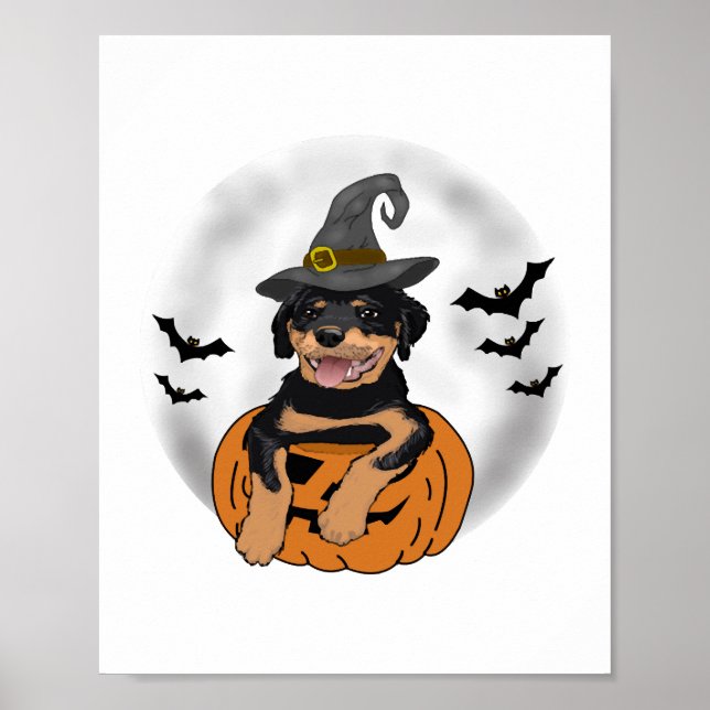 AFFICHE CADEAUX ROTTWEILER HALLOWEEN (Devant)