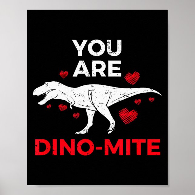 Affiche Cadeaux Saint-Valentin Dinosaures T Rex Garçons Fi (Devant)
