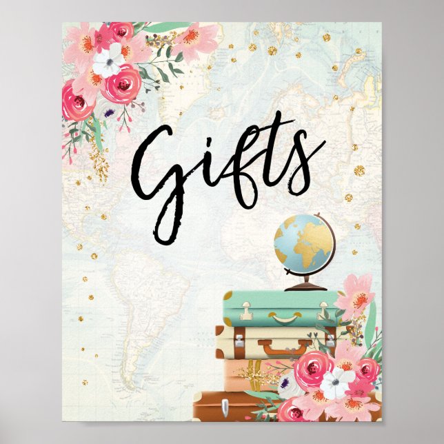 Affiche Cadeaux Signe invités Voyage Douche Mlle à Mme. (Devant)