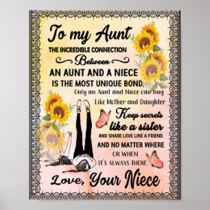 Affiche Cadeaux Tantes   Lettre À Ma Tante Amour De La Niè