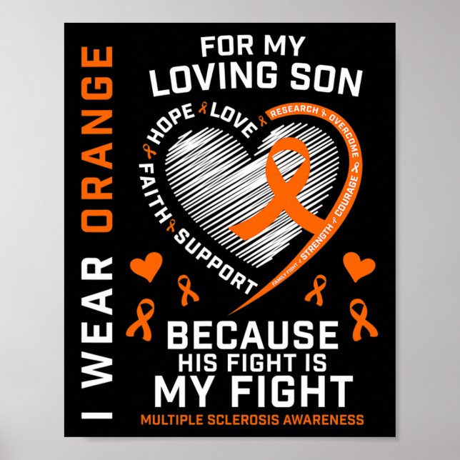 Affiche Cadeaux Vêtements Orange Fils Sclérose en plaques  (Devant)