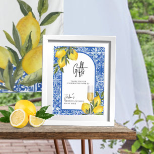 Affiche Cadeaux Wedding showers citrons et carreaux médite