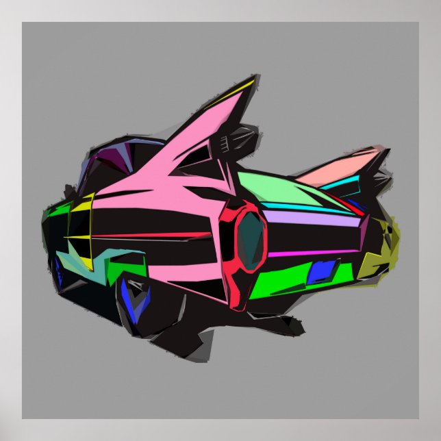 Affiche Cadillac coloré (Devant)