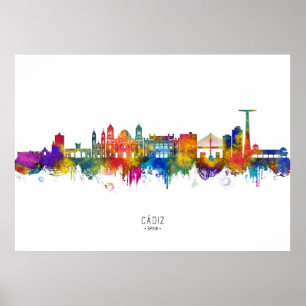 Affiche Cádiz Espagne Skyline