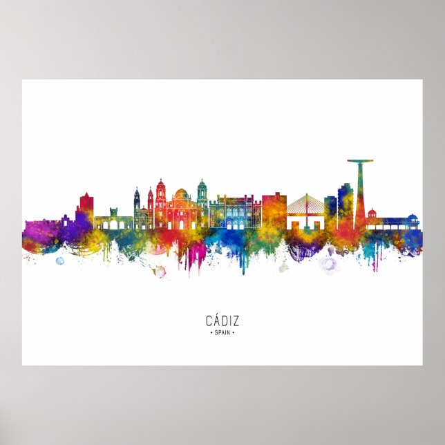 Affiche Cádiz Espagne Skyline (Devant)